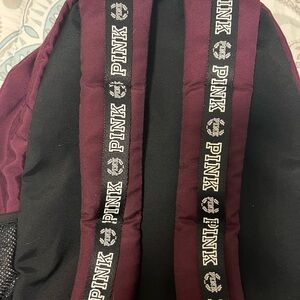 Burgundy gray black and white Pink book bag